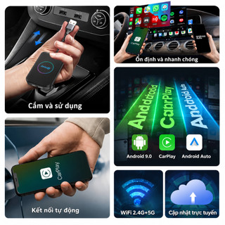 CarlinKit Android Auto AI Box TBOX-LITES 4+32GB 3 trong 1 CarPlay không dây không dây  hỗ trợ HDMI bộ chuyển đổi Carplay