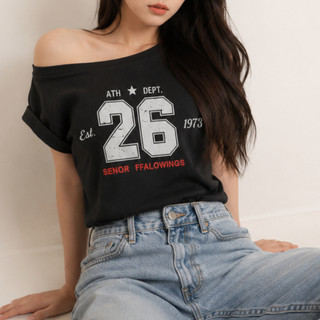 [HOẢ TỐC] Áo Thun Nữ Trễ Vai Phong Cách Năng Động Vải Thun Cotton | 26 Senor T-shirt