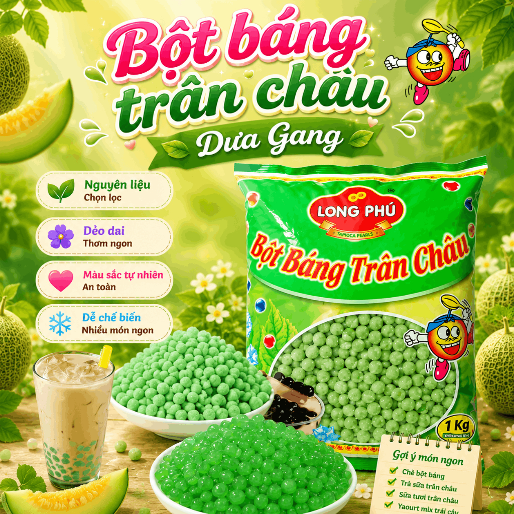 Bột Báng Trân Châu LONG PHÚ gói 1kg - Topping, Nguyên Liệu Trà Sữa, Chè.