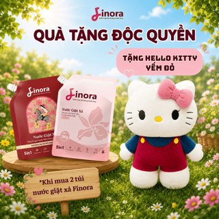 [Tặng Mèo Kitty Yếm Đỏ] Combo 2 túi nước giặt Finora tổng 3kg (1 túi 1Lít + 1 túi 2 Lít )