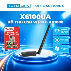 Bộ thu USB Wi-Fi 6 TOTOLINK X6100UA - WiFi chuẩn AX1800Mbps USB 3.0 dễ sử dụng cho PC & Laptop