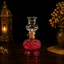 Đèn Dầu Thủy Tinh Bông Sen Cổ Phong Đế Đỏ Ruby - Chạm Khắc 3D Cao Cấp, Phong Cách Vintage Trang Trí Bàn Thờ, Trà Đạo