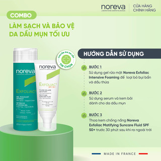 Combo Gel rửa mặt Exfoliac Intensive Foaming Gel và chống nắng Exfoliac Suncare Fluil SPF 50+ 40ML