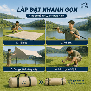 Mái Che Cắm Trại Chống Nắng, Chống Mưa, Lều Che Nắng Đa Năng, Siêu Nhẹ Di Động