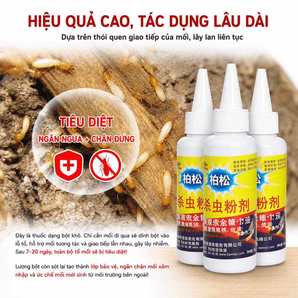 Thuốc Diệt Mối Dạng Bột 75g|Diệt Mối Tận Gốc|Diệt Gốc Tổ Mối|Bột Diệt Mối Nhà Mối Gỗ|Hiệu Quả Lâu Dài|Dễ Sử Dụng