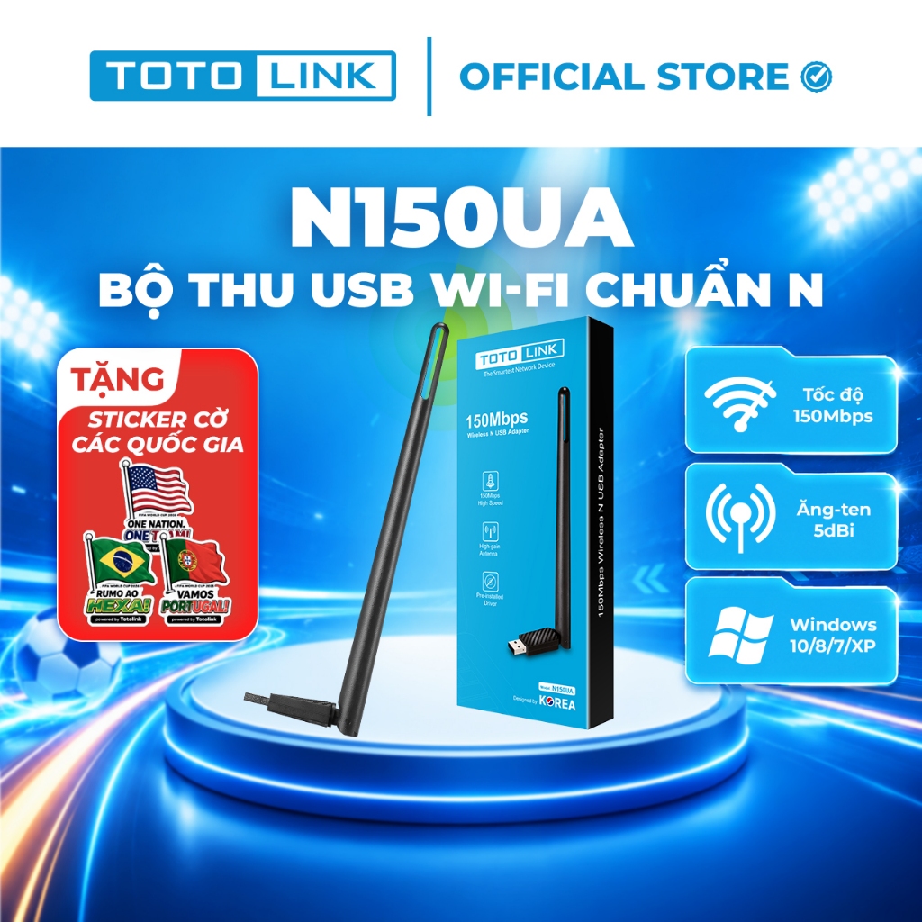 [Hoả Tốc] Bộ thu USB Wi-Fi TOTOLINK N150UA - WiFi chuẩn N 150Mbps dễ sử dụng cho PC Laptop