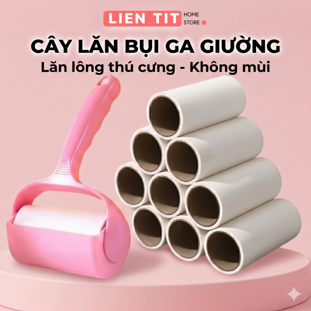 Cây Lăn Bụi Quần Áo Giường Lông Chó Mèo, Lõi Lăn Bụi Cuộn 60 Tờ Làm Sạch Nhà Cửa