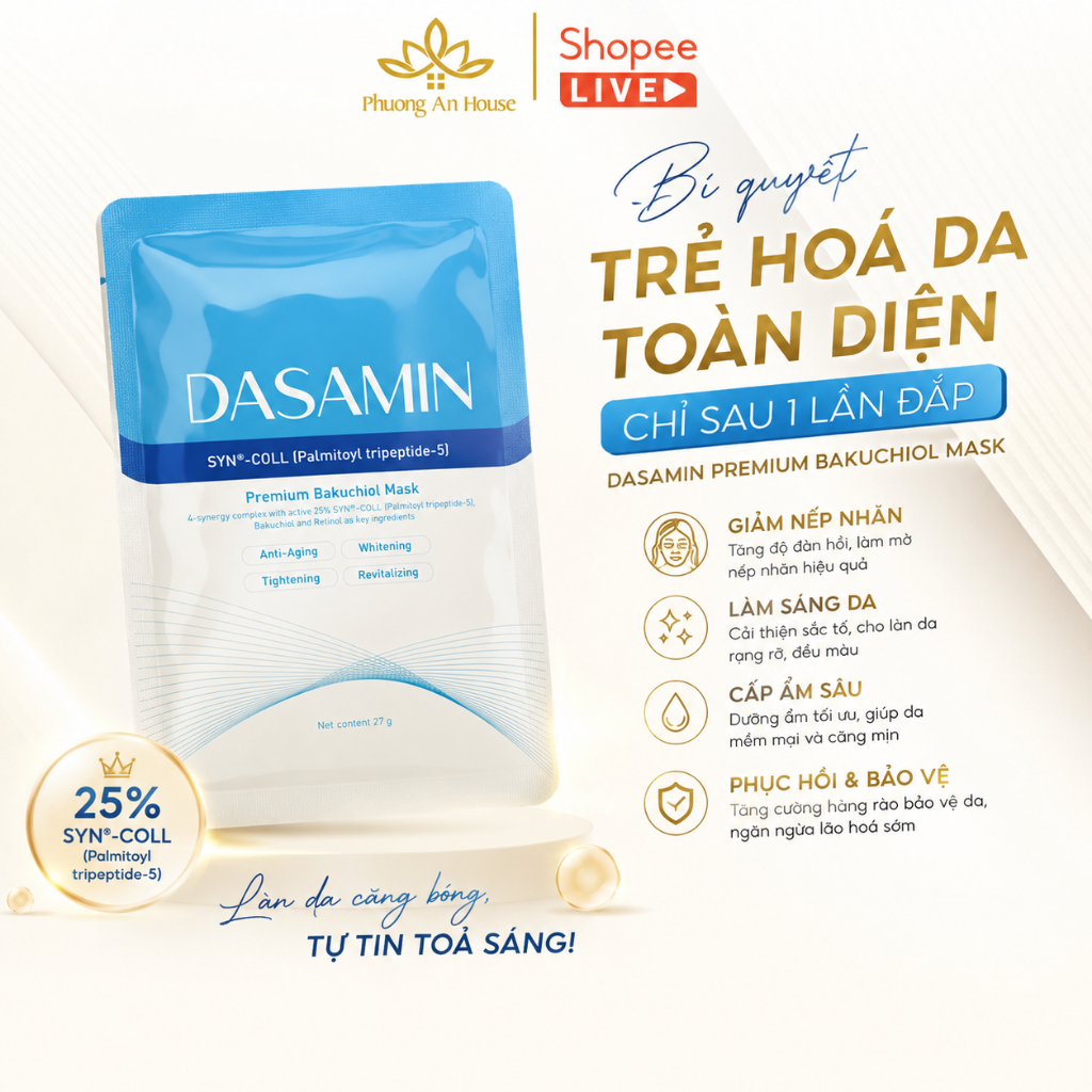 Mặt nạ Dasamin Premium Bakuchiol Mask giảm mụn trắng da