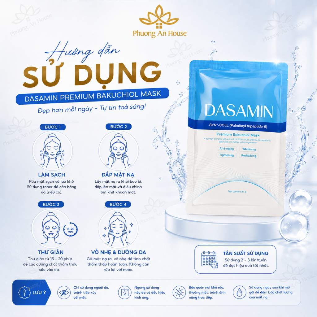 Mặt nạ Dasamin Premium Bakuchiol Mask giảm mụn trắng da