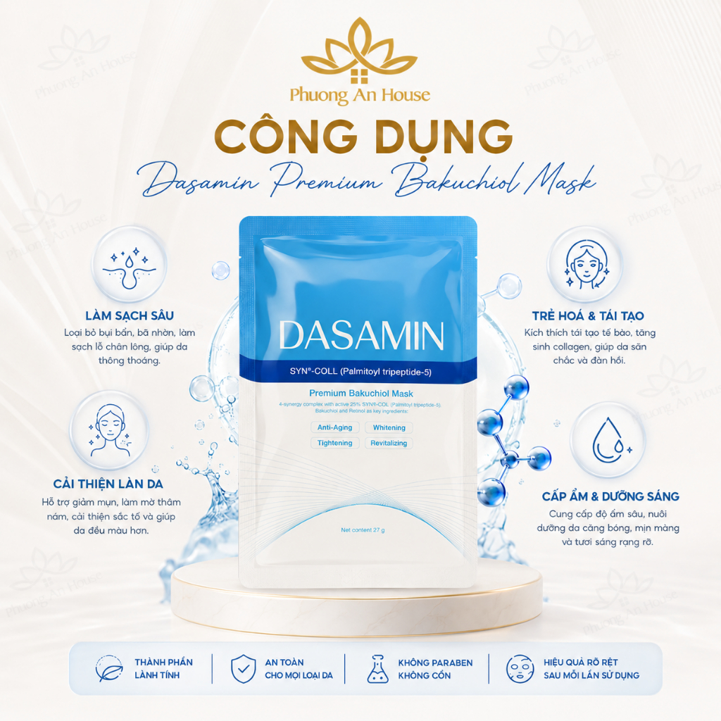 Mặt nạ Dasamin Premium Bakuchiol Mask giảm mụn trắng da