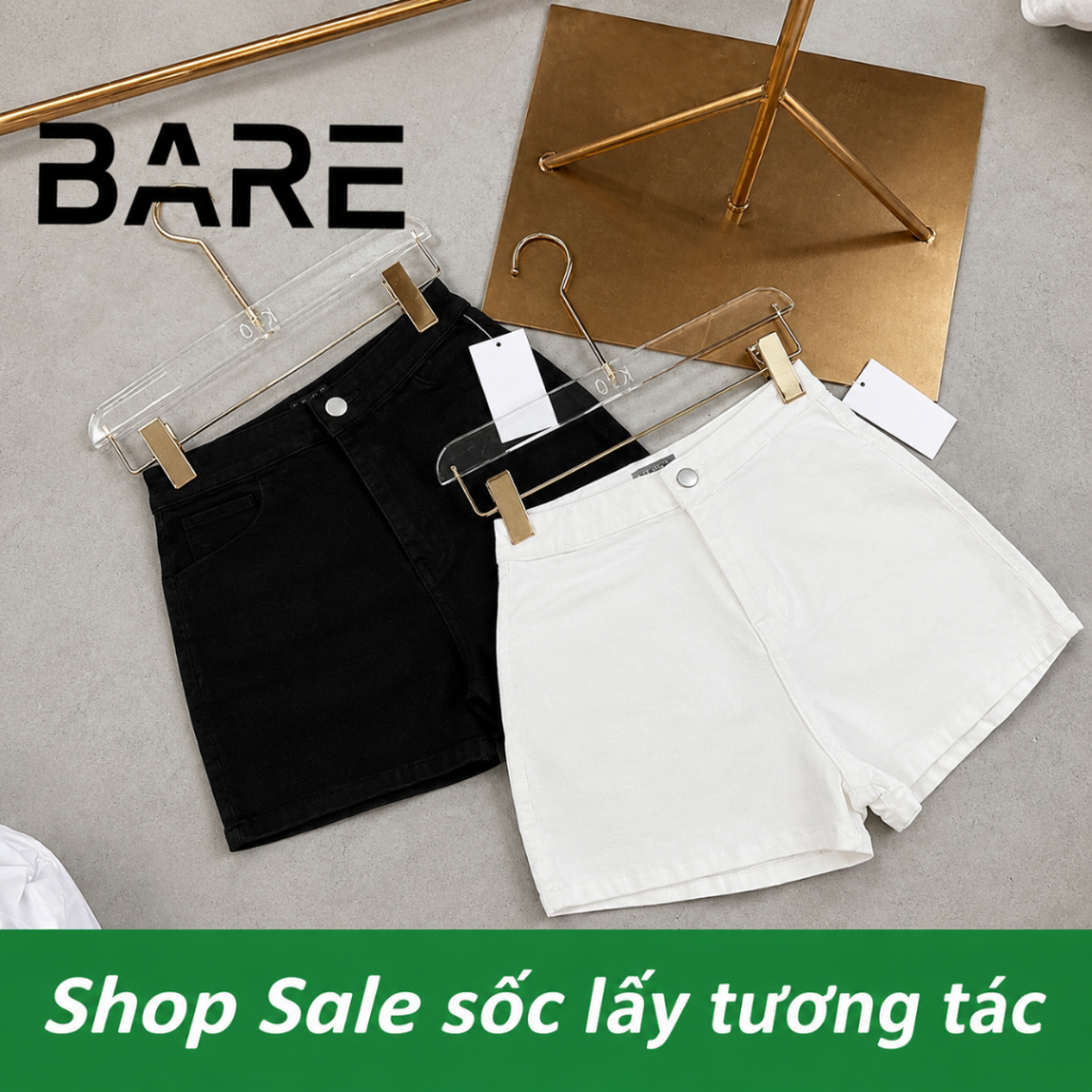 BARE_Quần đùi nữ cạp cao – Quần short nữ ôm lưng cao không túi – Q01