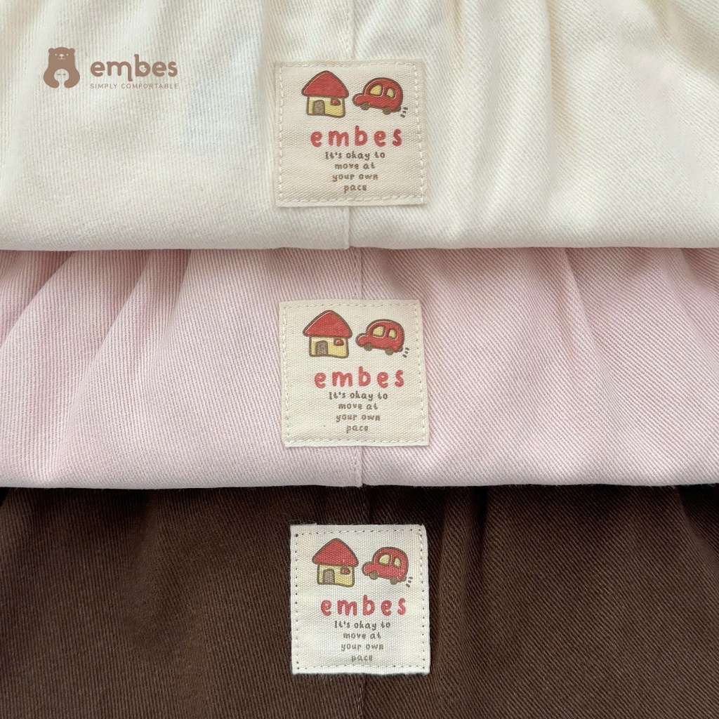 Quần Dài Cho Bé Embes, Quần Kaki Dài Ống Xuông Màu Trơn Basic Cho Bé Trai Bé Gái Size Từ 8-18Kg