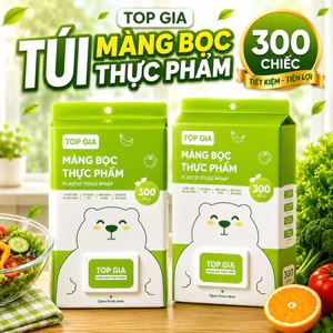 300 Chiếc Màng Bọc Thực Phẩm Topgia, Chất Liệu PE dày dặn co dãn đàn hồi tốt, An toàn treo tường tiện lợi, chống bay mùi