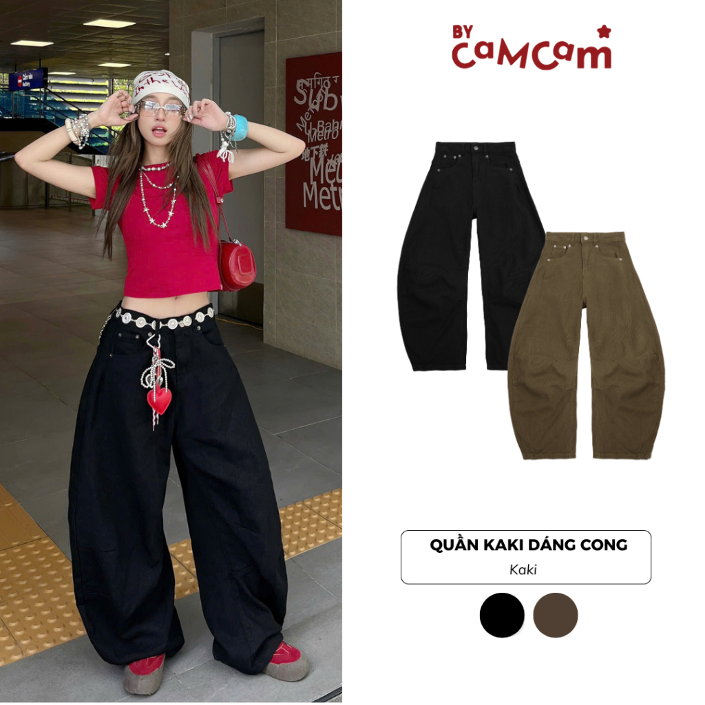 Quần Kaki BALLOON 𝑩𝒚𝒄𝒂𝒎𝒄𝒂𝒎 Ống Rộng Dáng Cong Pants Hack Eo Phong Cách QTD029