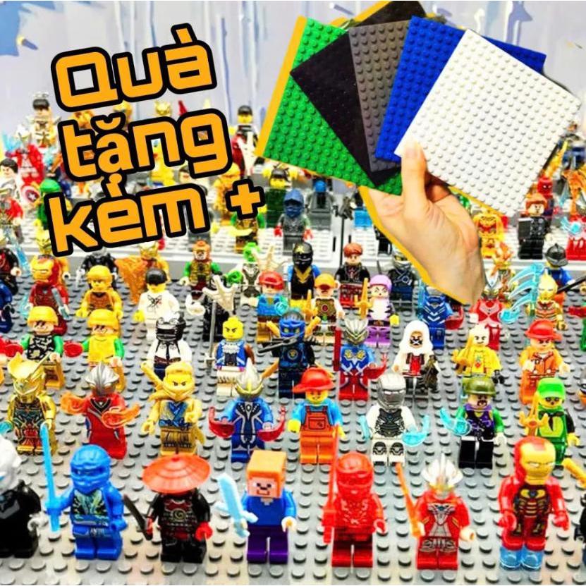 Combo 40 Mô Hình Nhân Vật Khác Mẫu Nhau Lắp Ráp Toy Tặng 2 Bảng Xếp Hình ABS 6cm Cho Trẻ Học Chơi Chất Liệu Nhựa ABS