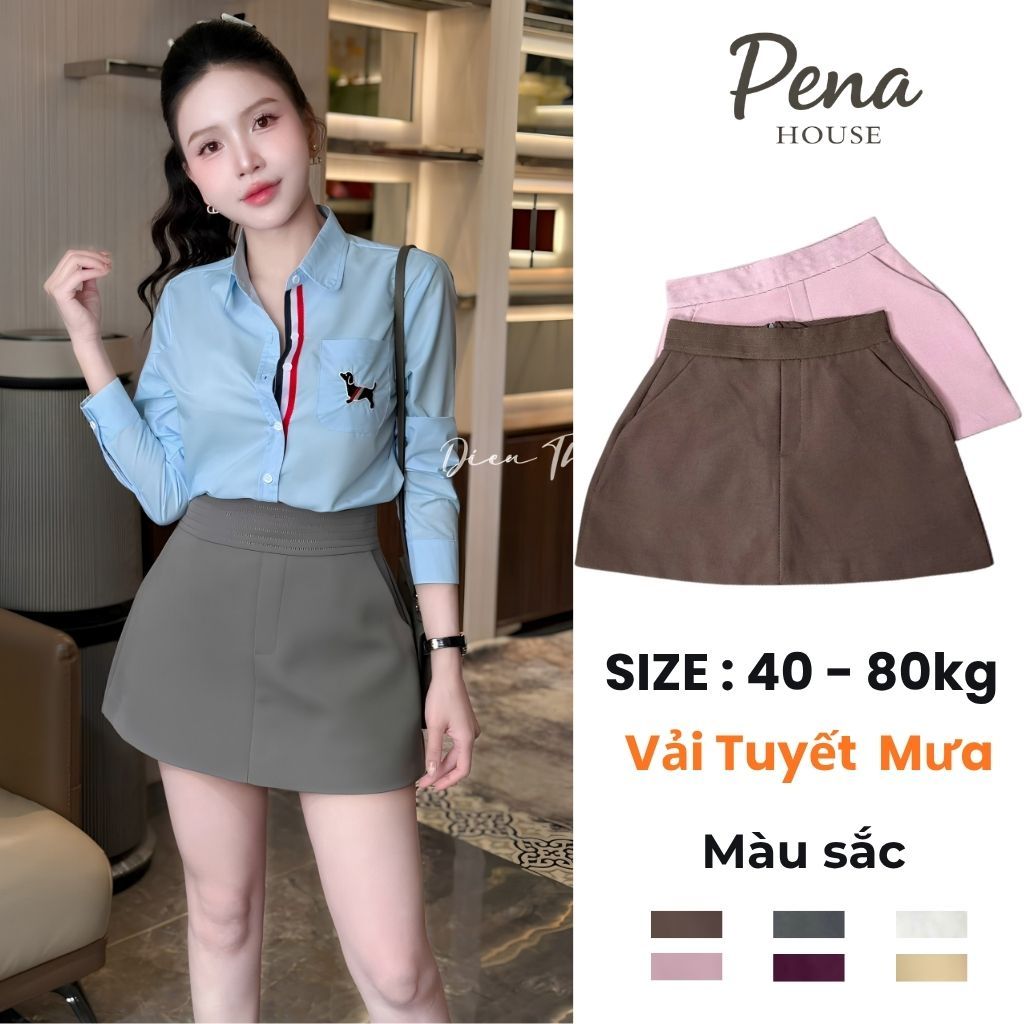 Chân Váy Chữ A Cạp Cao Có Quần Bảo Hộ Vải Tuyết Mưa Hot Trend Bigsize - Pena 188