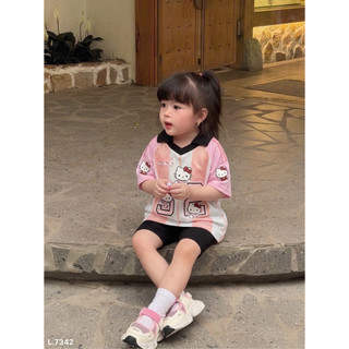 Set kitty hồng bé gái mix quần legging