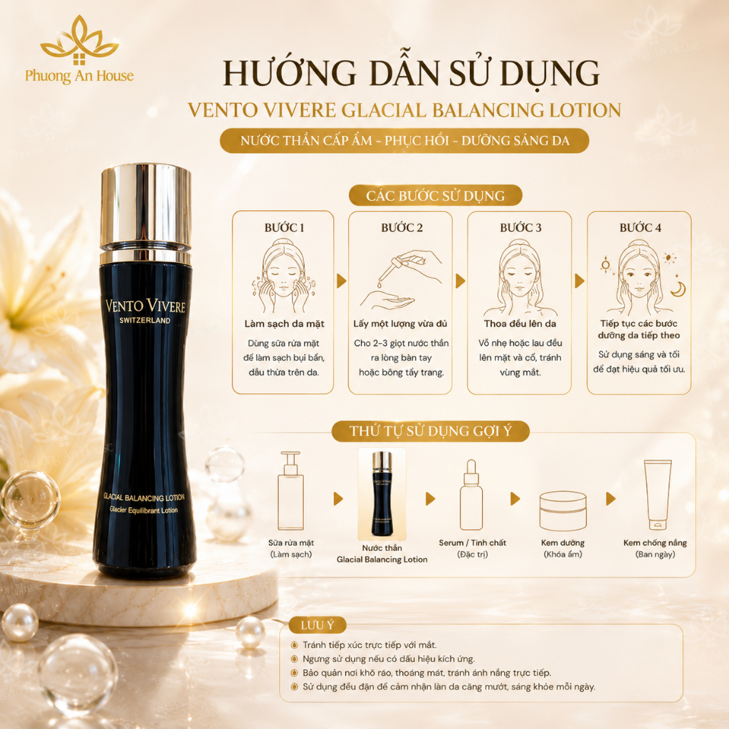 [MẪU MỚI] Nước Thần Vento Vivere Glacial Balancing Lotion Cân Bằng Da Dưỡng Ẩm Phục Hồi Da 120g