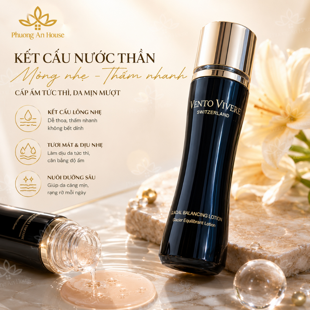 [MẪU MỚI] Nước Thần Vento Vivere Glacial Balancing Lotion Cân Bằng Da Dưỡng Ẩm Phục Hồi Da 120g