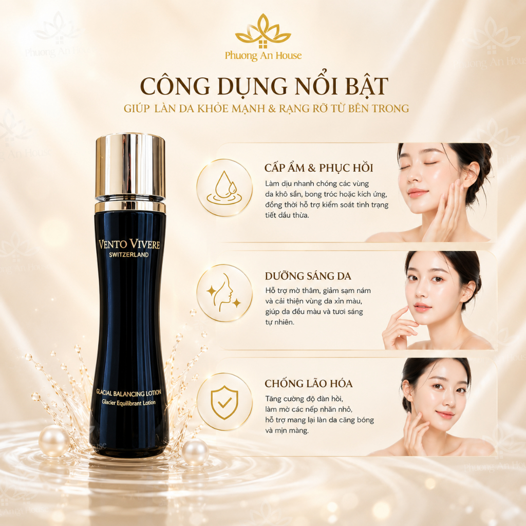 [MẪU MỚI] Nước Thần Vento Vivere Glacial Balancing Lotion Cân Bằng Da Dưỡng Ẩm Phục Hồi Da 120g