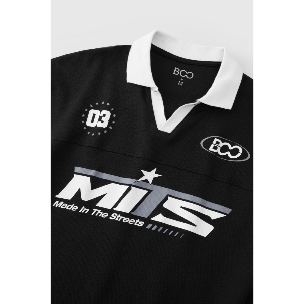 Áo Polo BOO Cổ V Dáng Jersey Thiết Kế Nổi Bật Chất Liệu Pique In Họa Tiết Trẻ Trung, Sáng Tạo