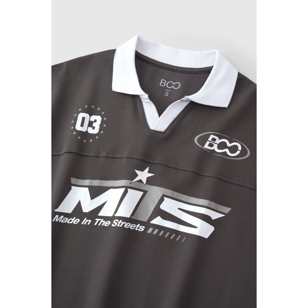 Áo Polo BOO Cổ V Dáng Jersey Thiết Kế Nổi Bật Chất Liệu Pique In Họa Tiết Trẻ Trung, Sáng Tạo