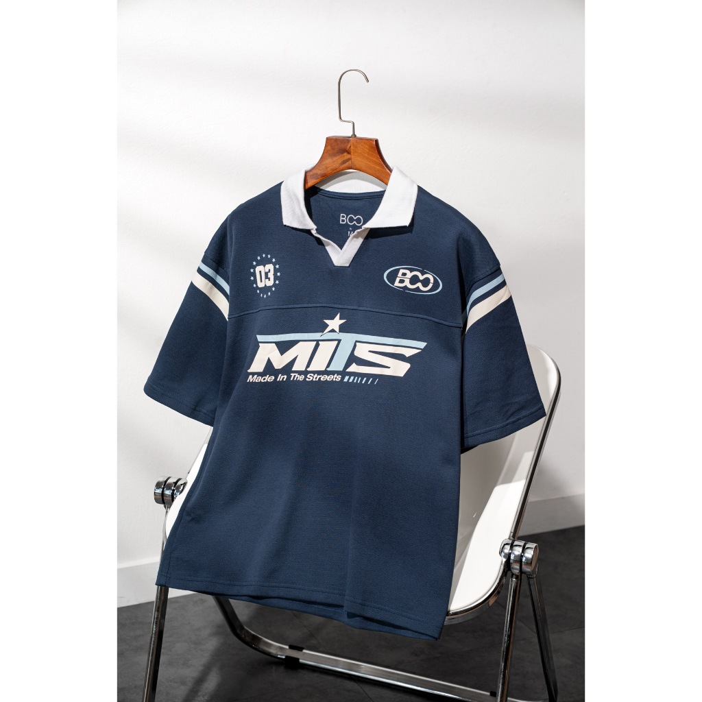 Áo Polo BOO Cổ V Dáng Jersey Thiết Kế Nổi Bật Chất Liệu Pique In Họa Tiết Trẻ Trung, Sáng Tạo