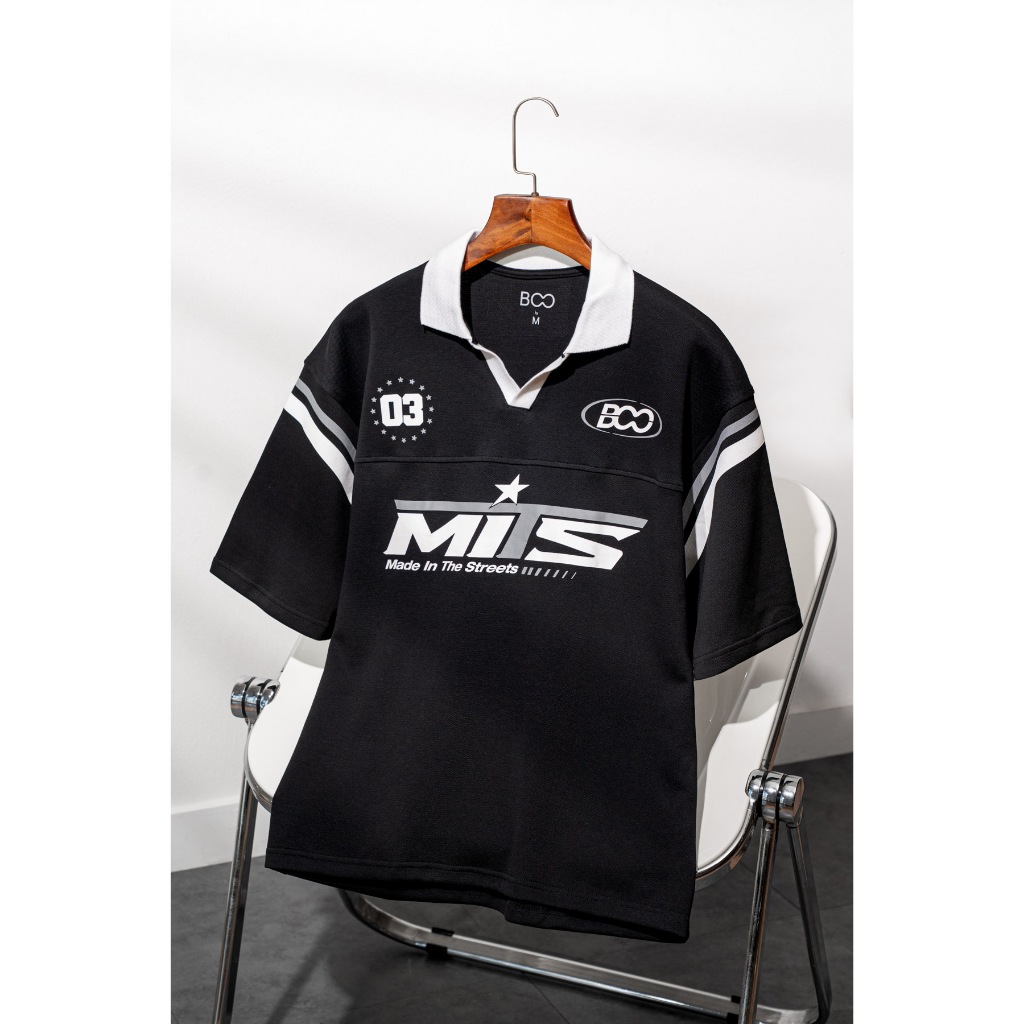 Áo Polo BOO Cổ V Dáng Jersey Thiết Kế Nổi Bật Chất Liệu Pique In Họa Tiết Trẻ Trung, Sáng Tạo