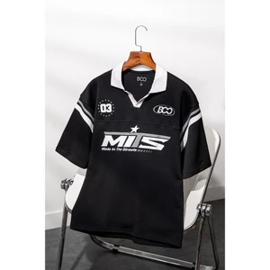 Áo Polo BOO Cổ V Dáng Jersey Thiết Kế Nổi Bật Chất Liệu Pique In Họa Tiết Trẻ Trung, Sáng Tạo
