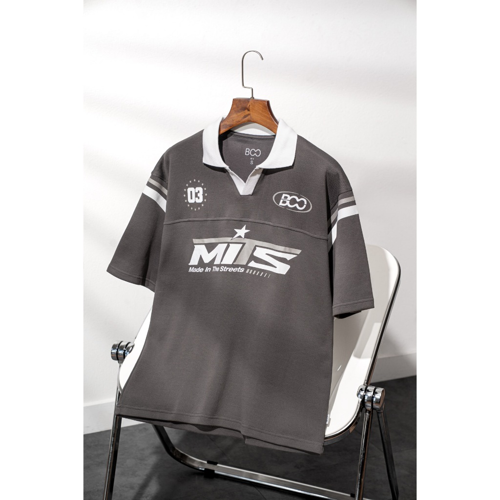 Áo Polo BOO Cổ V Dáng Jersey Thiết Kế Nổi Bật Chất Liệu Pique In Họa Tiết Trẻ Trung, Sáng Tạo