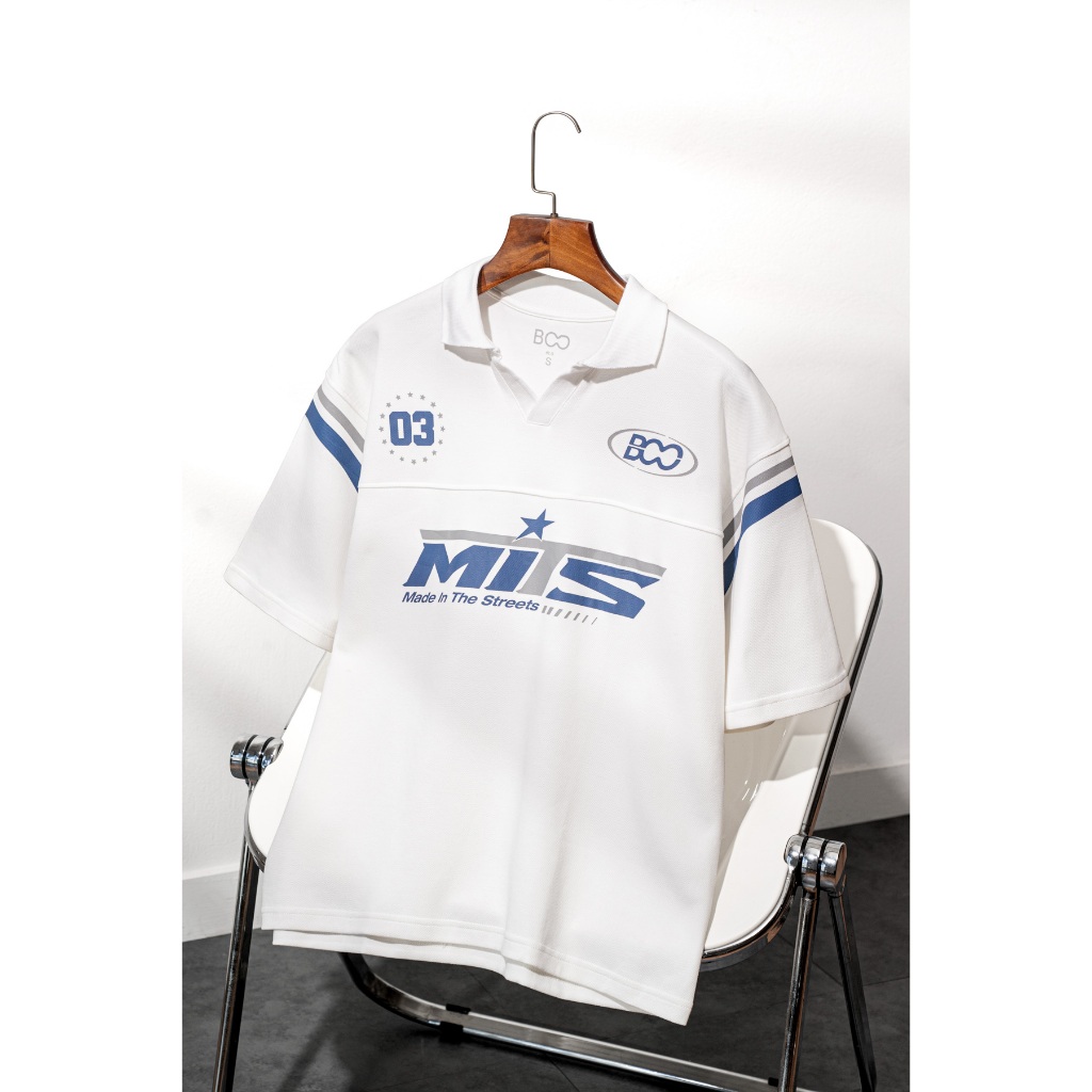 Áo Polo BOO Cổ V Dáng Jersey Thiết Kế Nổi Bật Chất Liệu Pique In Họa Tiết Trẻ Trung, Sáng Tạo