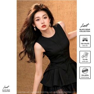 Set Váy Ôm Ghile Phối Chân Váy Tầng Chất Chéo Nhật 2 Lớp LUST Bộ Ghile Nữ Phong Cách Cá Tính PTA40