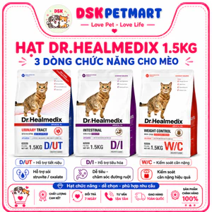 Thức Ăn Hạt Mèo Dr.Healmedix Hỗ Trợ Sỏi Thận, Đường Ruột - Tiêu Hóa, Kiểm Soát Cân Nặng | Túi 1.5kg