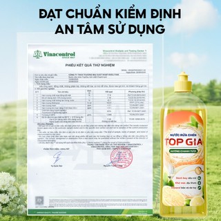 Nước Rửa Chén Bát TopGia Hương Chanh Tươi, Đánh Bay Dầu Mỡ, An Toàn Dịu Nhẹ Da Tay, Chai 400ml