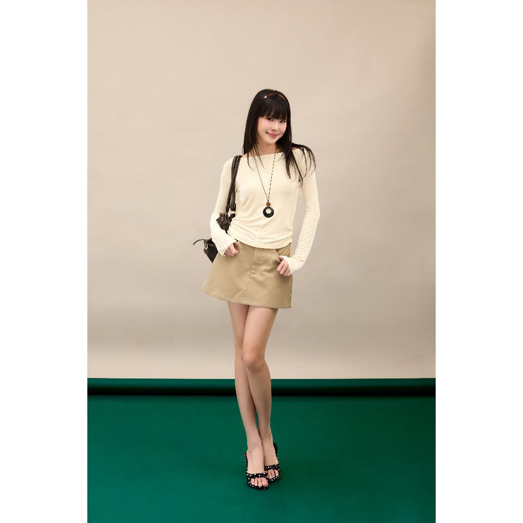 Áo thun ôm tay dài cổ thuyền Knit Miều Est.2013 chất vải thun giấy mỏng nhẹ tôn dáng