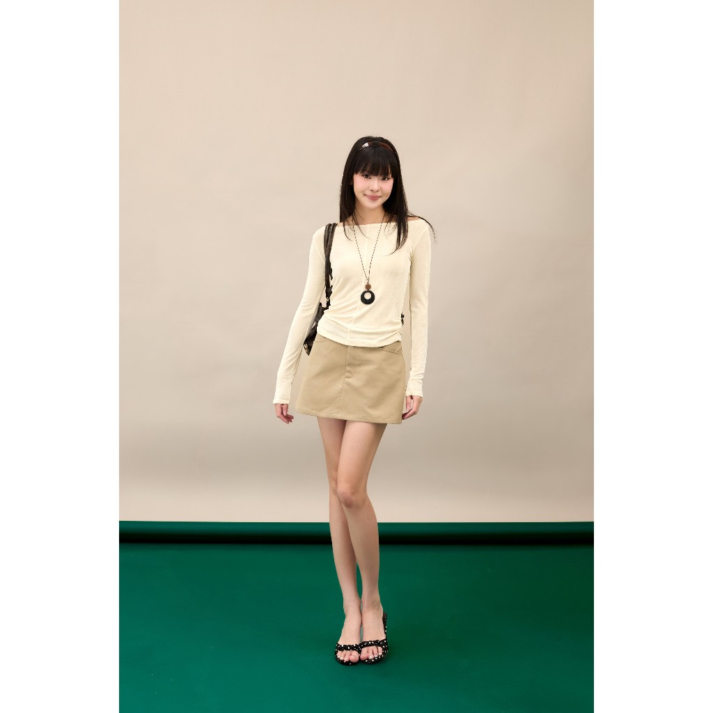 Áo thun ôm tay dài cổ thuyền Knit Miều Est.2013 chất vải thun giấy mỏng nhẹ tôn dáng