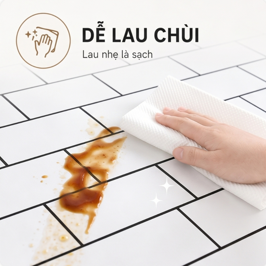 Giấy Dán Bếp Chống Dầu Mỡ Chịu Nhiệt Dễ Lau Chùi, Decal Dán Tường Bếp Giả Gạch Hoa Văn Đẹp