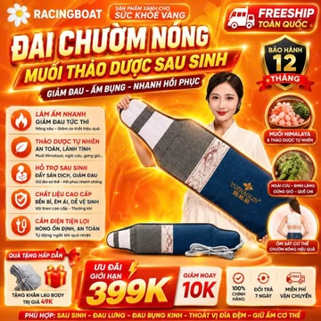 Đai Chườm Nóng Muối Thảo Dược Racing- Túi Chườm Đá Muối Ngải cứu Cắm Điện - Túi chườm đá muối sau sinh