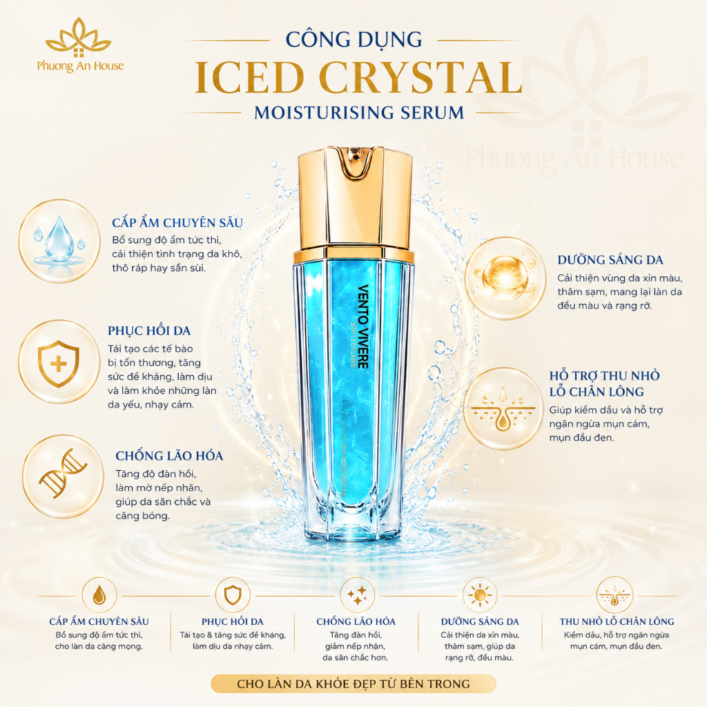 Serum Vento Vivere Iced Crystal Thụy Sĩ Dưỡng Ẩm Phục Hồi Da 45ml