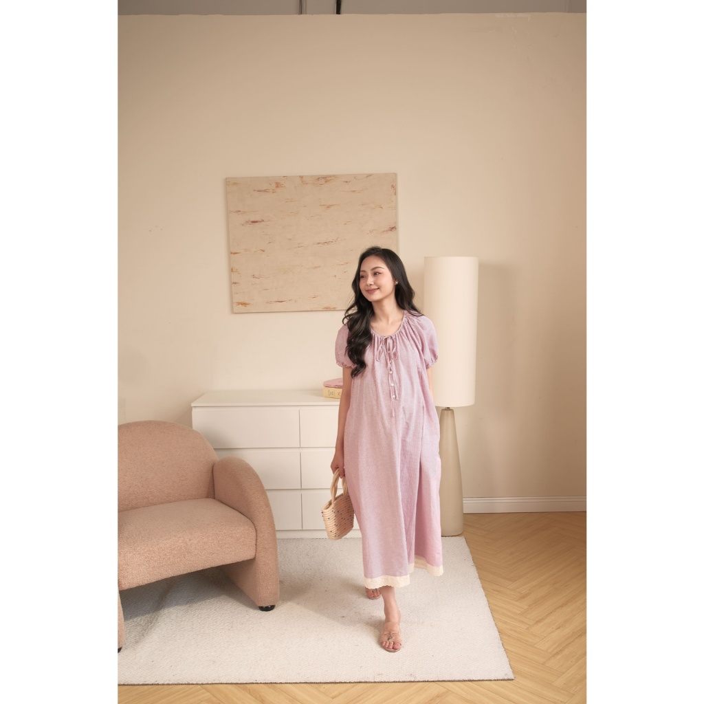 Váy Bầu Nala Dress L'amme - Thô Kẻ Cao Cấp Ít Nhăn Thoáng Khí,Phom Suông Đi Làm Đi Chơi Đều Xinh