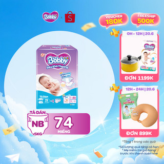 Tã dán sơ sinh Bobby NB70/S54/M46 mới- Lõi nén cotton-soft 3mm