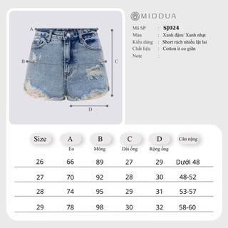 MIDDUA - SJ024/ SJ025 Short lật lai/ rách lai