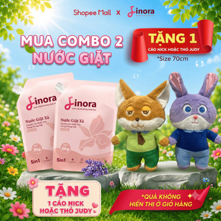 Combo 2 Nước Giặt Xả Finora loại 2 Lít + TẶNG 1 Cáo Nick Hoặc 1 Thỏ Judy Khổng Lồ