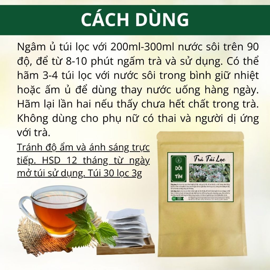 Trà Túi Lọc Cây Dòi Tím - Bổ Phổi, Bí Quyết Cho Lá Phổi Khỏe Mạnh - Triệu Quang 30 Lọc