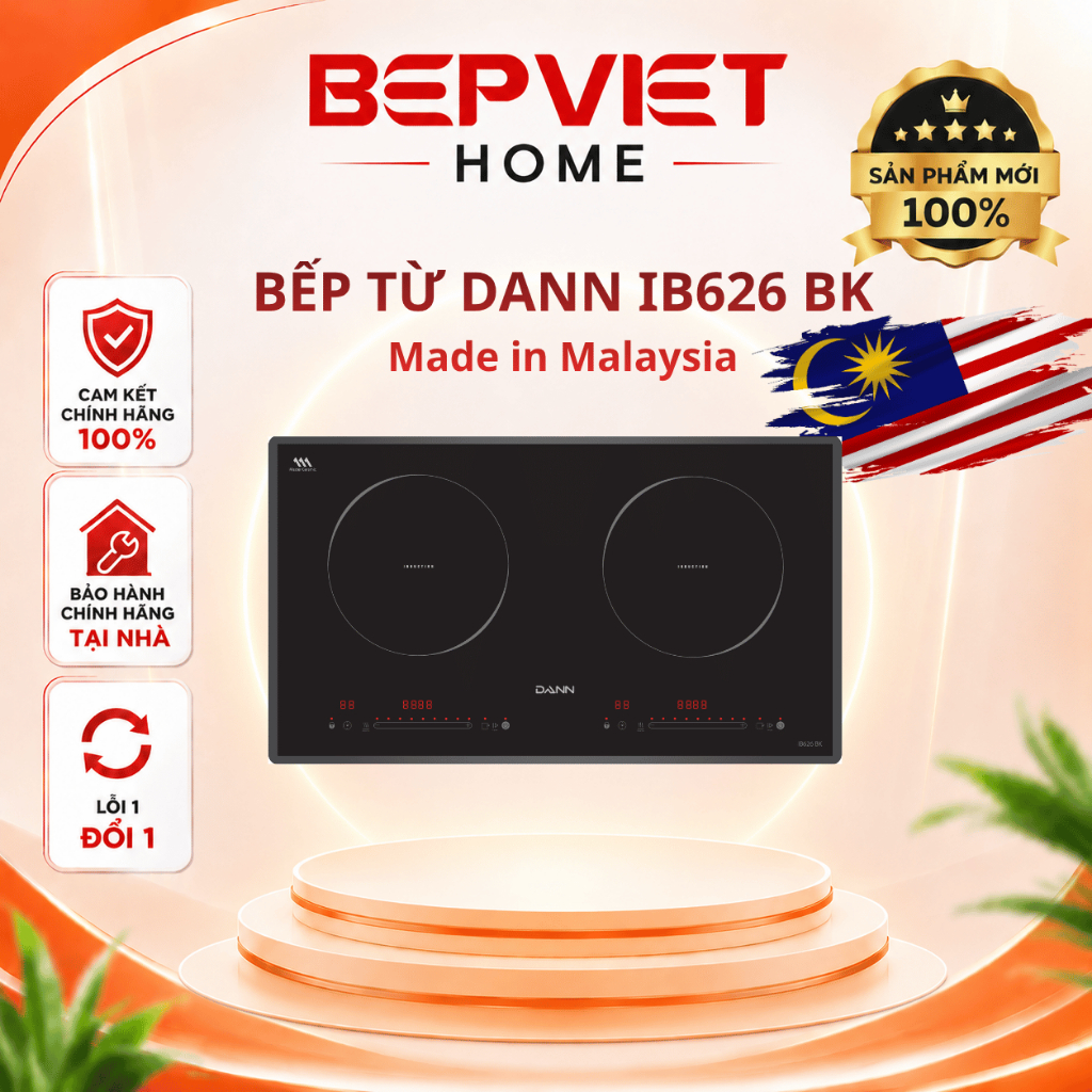 Bếp từ Dann IB626 BK , Nhập khẩu nguyên chiếc Malaysia, Bảo hành tại nhà, Inverter tiết kiệm điện
