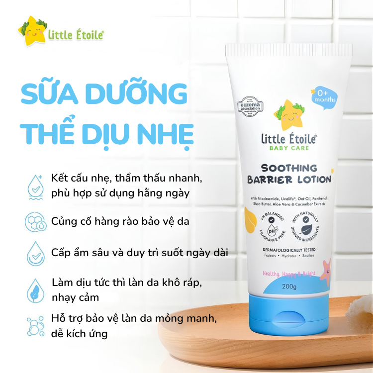 Sữa dưỡng thể Little Étoile Úc giữ ẩm và làm mềm da cho bé