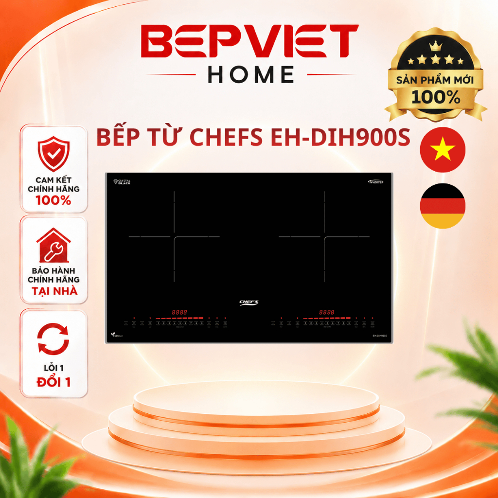 [Chính hãng - Mới 2026] Bếp từ Chefs EH-DIH900S Inverter Tiết Kiệm - Nấu Nhanh - Bảo Hành Tại Nhà