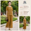 Đồ Bộ Trung Niên Tơ Xước Thêu Hoa Cao Cấp – Set Áo Cộc Tay Quần Suông Dài Mềm Mát Thanh Lịch FREESIZE 55-68kg
