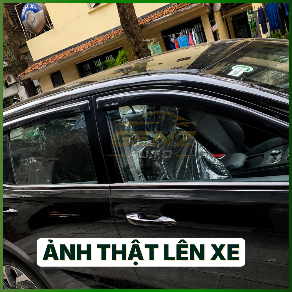 Vè che mưa Limo Green -  CHỈ INOX/ NHỰA ĐEN 4CT/ 6CT sáng bóng, vừa khít forrm xe, hỗ trợ cản mưa, thoảng khí