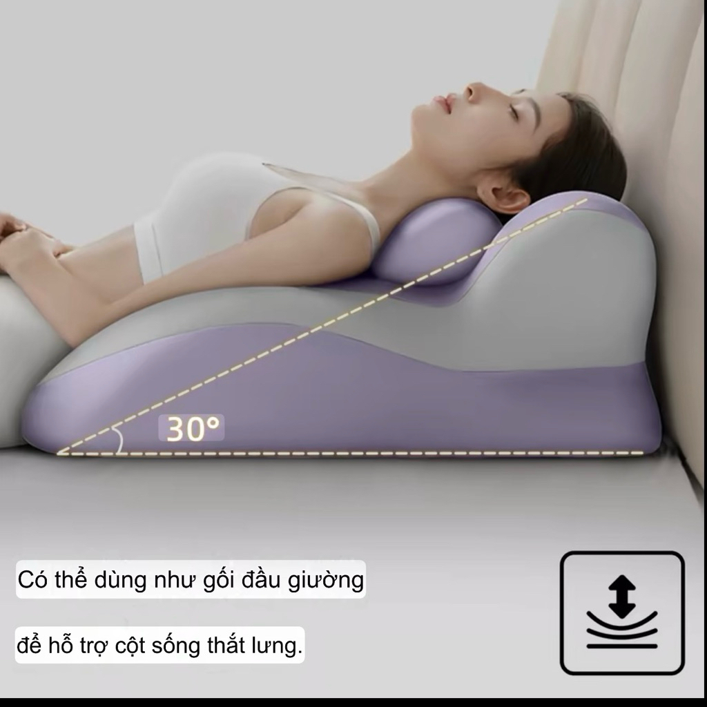 Gối ngủ nằm sấp chống trào ngược dạ dày đệm tựa lưng gác chân cao su non vỏ tháo rời